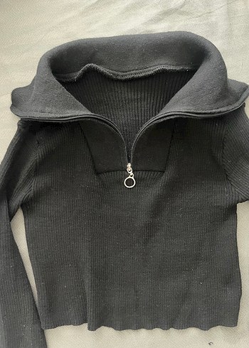 Yüksek Yakalı Siyah Örgü Kadın Kazak - Görsel 3