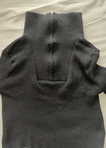 Yüksek Yakalı Siyah Örgü Kadın Kazak - Görsel 2