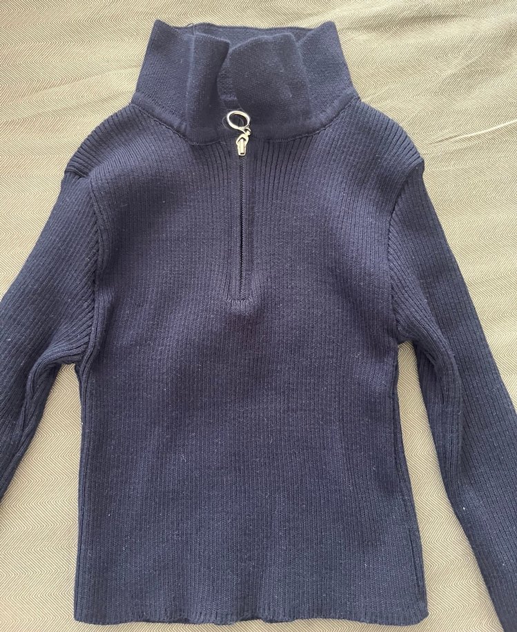 Mavi Yakalı Triko Kadın Kazak - Görsel 2