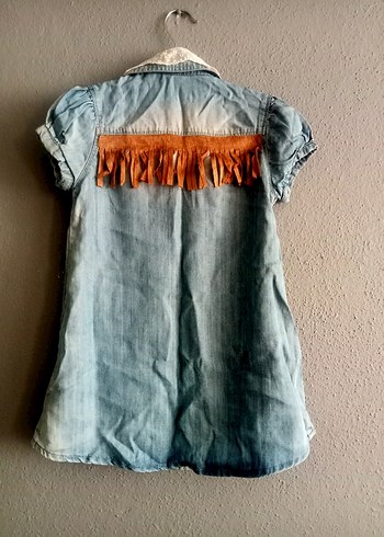 Diğer Nakışlı Mavi Kız Denim elbise