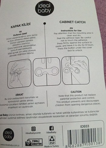 Çocuk Güvenlik Kilidi 8'lı Set Beyaz - Görsel 3