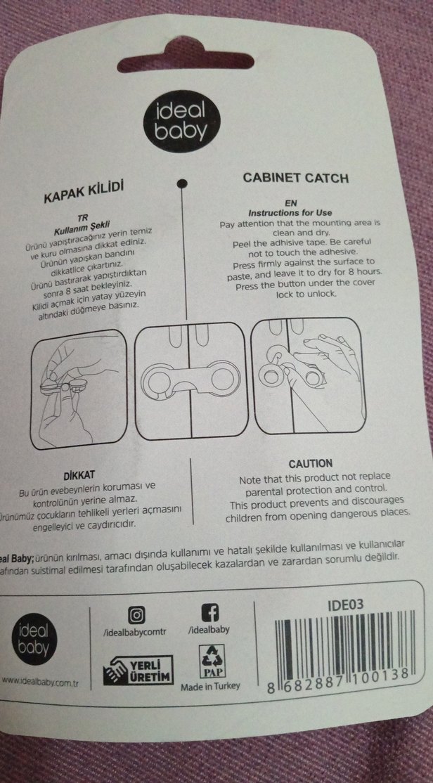 Çocuk Güvenlik Kilidi 8'lı Set Beyaz - Görsel 3