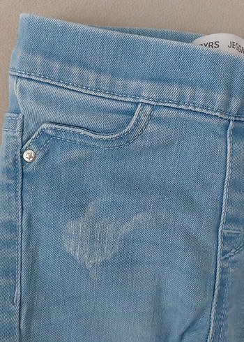 Kız Çocuk Pastel Mavi Streç Denim Pantolon - Görsel 3