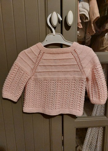 Pembe Örgü Kız Çocuk Hırka - Görsel 4