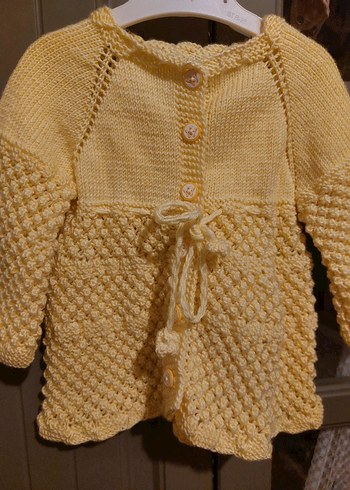 Sarı Örgü Kız Hırka Uzun Kollu - Görsel 3