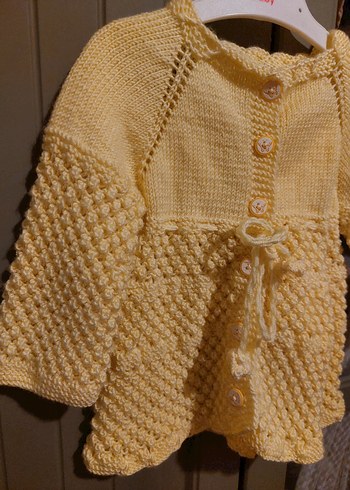 Sarı Örgü Kız Hırka Uzun Kollu - Görsel 2