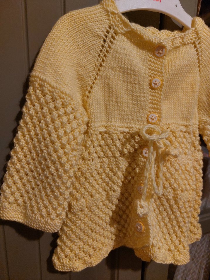 Sarı Örgü Kız Hırka Uzun Kollu - Görsel 2