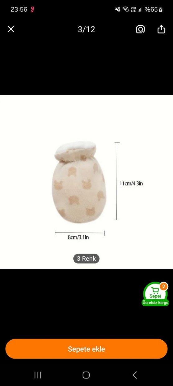 Bebek içi Kürklü Pamuklu Eldiven - Görsel 3