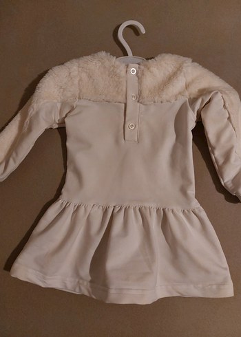 Beyaz Kız Çocuk Kürk Detaylı Elbise - Görsel 4