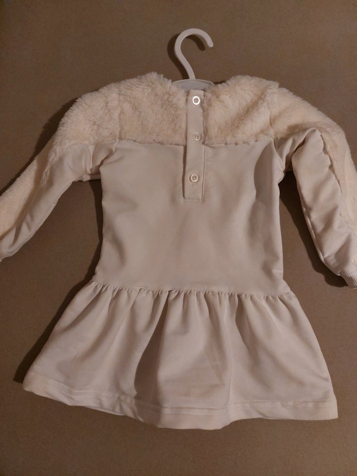 Beyaz Kız Çocuk Kürk Detaylı Elbise - Görsel 4