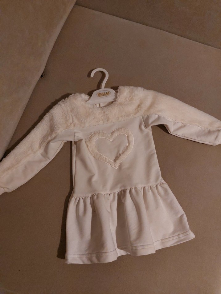 Beyaz Kız Çocuk Kürk Detaylı Elbise - Görsel 2