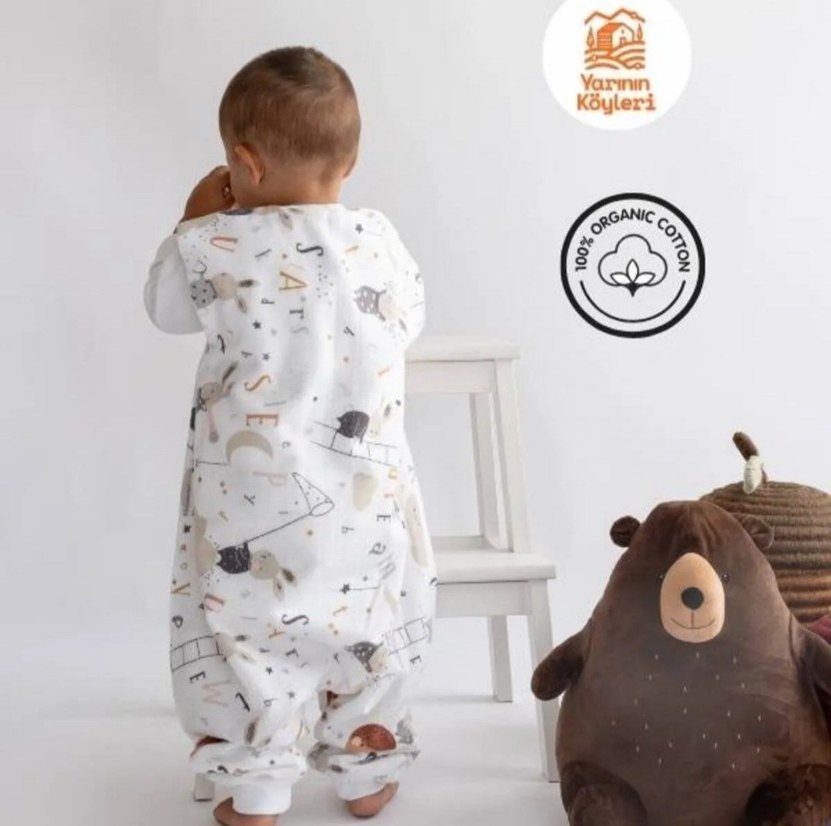 Organik Pamuk Pazen Bebek Uyku Tulumu - Görsel 4