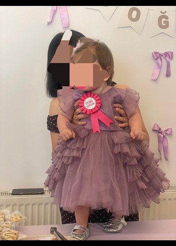 Mor Fırfırlı Kız Çocuk Elbisesi - Görsel 6