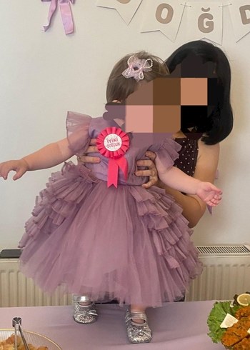 Mor Fırfırlı Kız Çocuk Elbisesi - Görsel 7