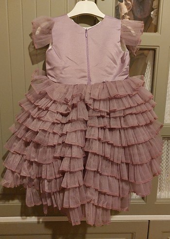 Mor Fırfırlı Kız Çocuk Elbisesi - Görsel 4