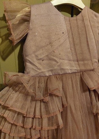 Mor Fırfırlı Kız Çocuk Elbisesi - Görsel 5