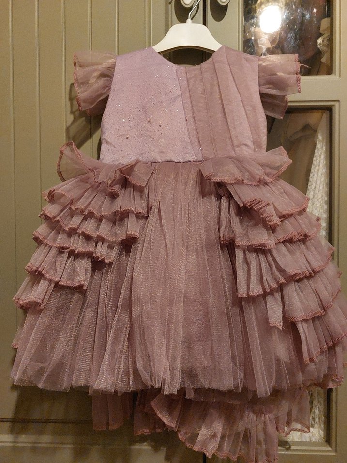 Mor Fırfırlı Kız Çocuk Elbisesi - Görsel 3