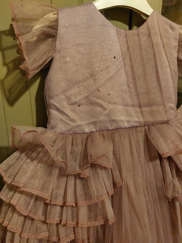 Mor Fırfırlı Kız Çocuk Elbisesi - Görsel 5