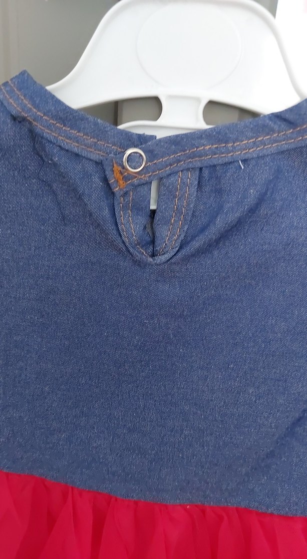 Kız Çocuk Kedi Baskılı Kırmızı Tül Elbise - Görsel 4