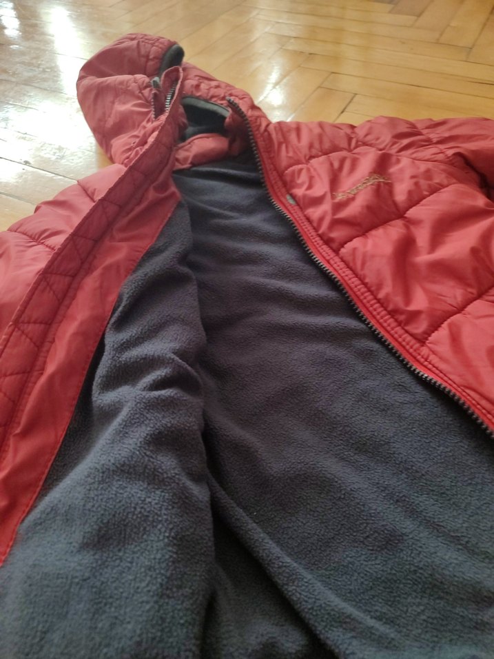 Bordo Nakışlı Kapüşonlu Mont - Görsel 3