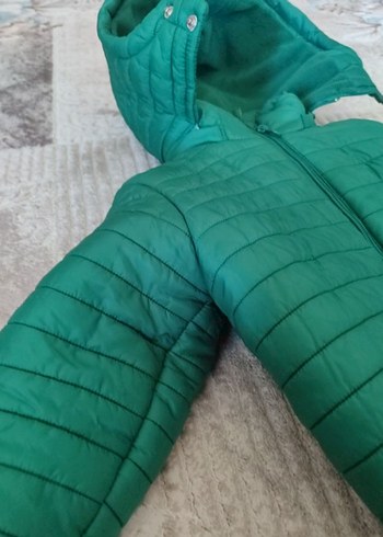 Erkek Çocuk Kapüşonlu Fermuarlı Yeşil Mont - Görsel 2