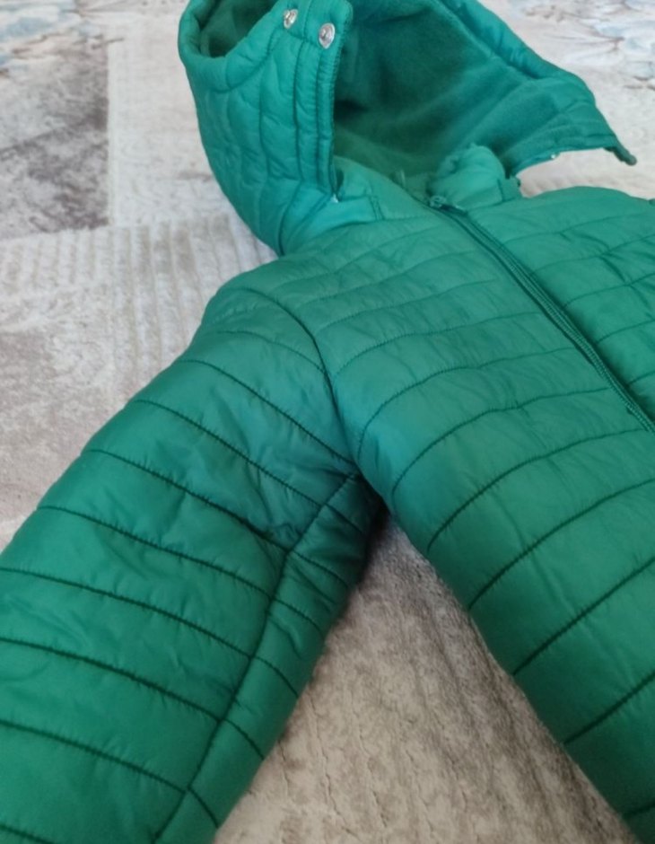 Erkek Çocuk Kapüşonlu Fermuarlı Yeşil Mont - Görsel 2