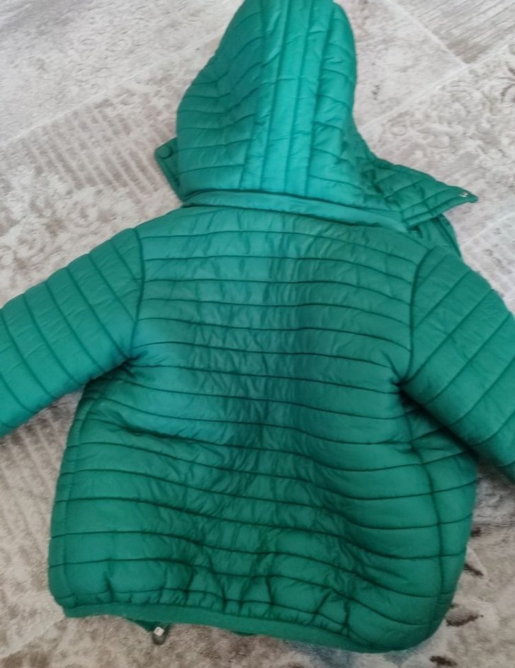 Erkek Çocuk Kapüşonlu Fermuarlı Yeşil Mont - Görsel 3