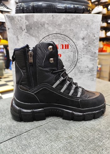 Siyah Gri Nakışlı Bağcıklı bayan Bot - Görsel 3