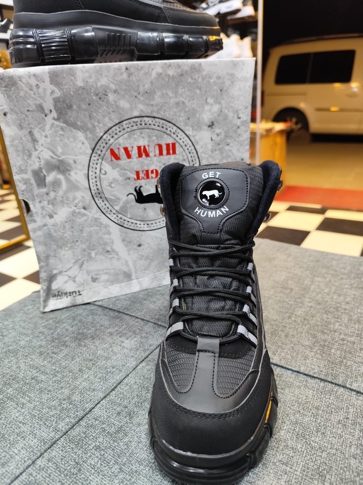 Siyah Gri Nakışlı Bağcıklı bayan Bot - Görsel 2