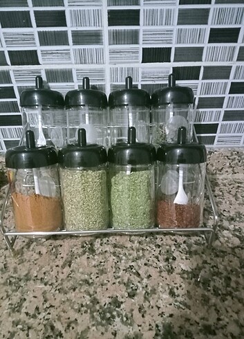 Standlı cam baharat takımı 