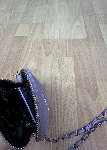  Beden mor Renk Zincir Detaylı Pastel Mor Telefon çantası