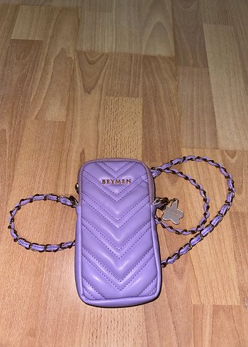  Beden Zincir Detaylı Pastel Mor Telefon çantası