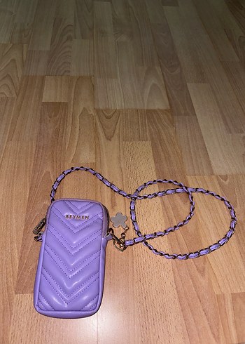 Zincir Detaylı Pastel Mor Telefon çantası