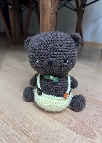 Gri El Örgüsü Peluş Ayıcık Amigurumi
