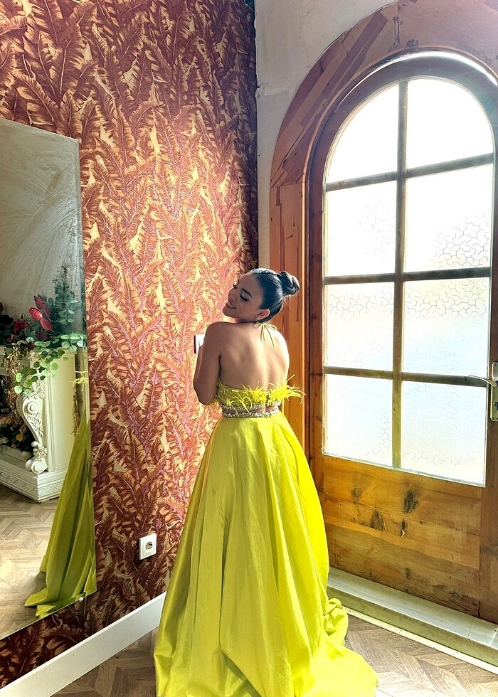 Fıstık yeşili otriş detaylı gece kıyafeti - Görsel 2