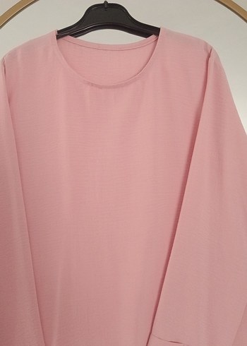 Diğer Pembe Midi Uzun Kollu Salaş Tunik