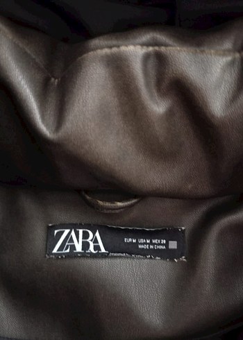 m Beden Zara Eskitilmiş Görünümlü Crop Deri Ceket