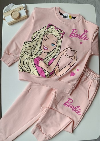 Barbie Baskılı Pembe Kız Eşofman Takımı