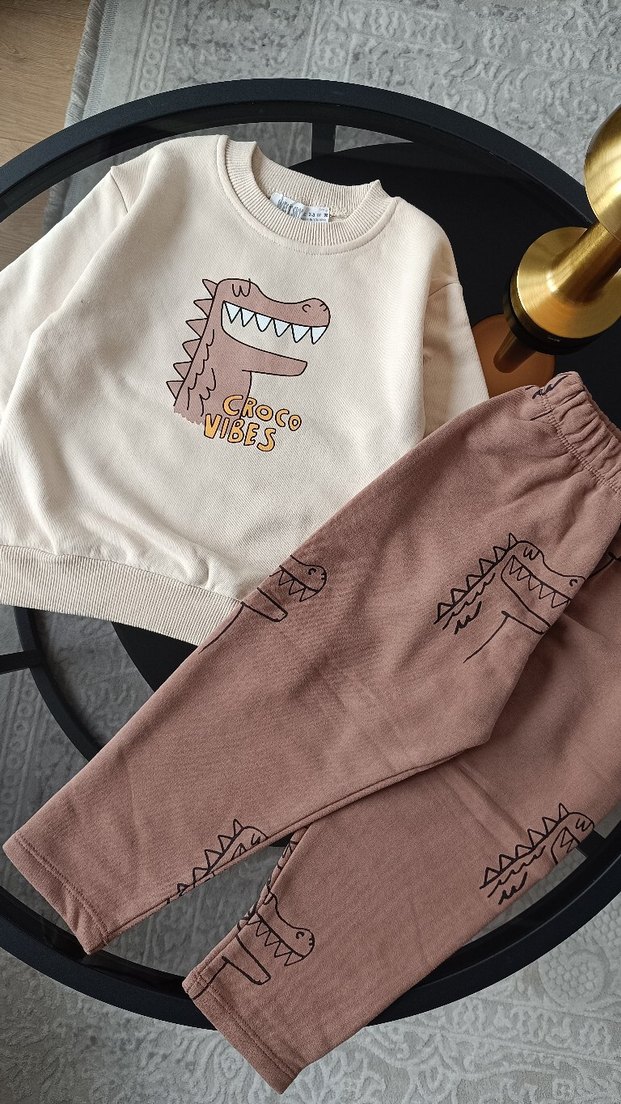 Dinozor baskılı erkek çocuk takım - Görsel 2