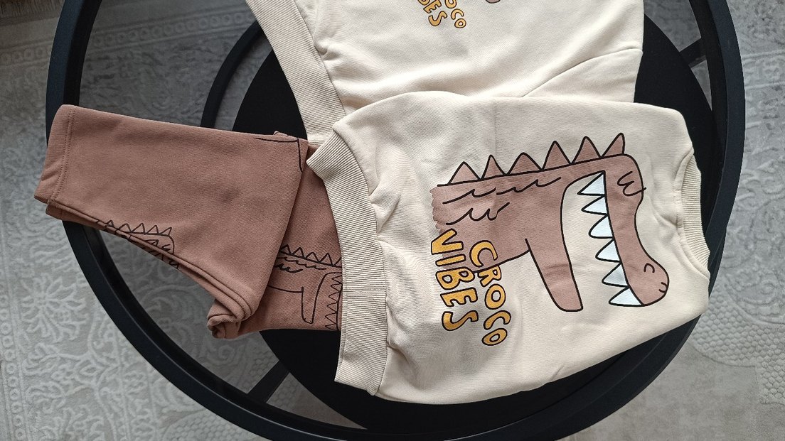 Dinozor baskılı erkek çocuk takım - Görsel 3