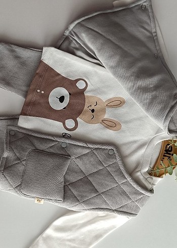 Yelekli erkek bebek takım üçlü set - Görsel 2