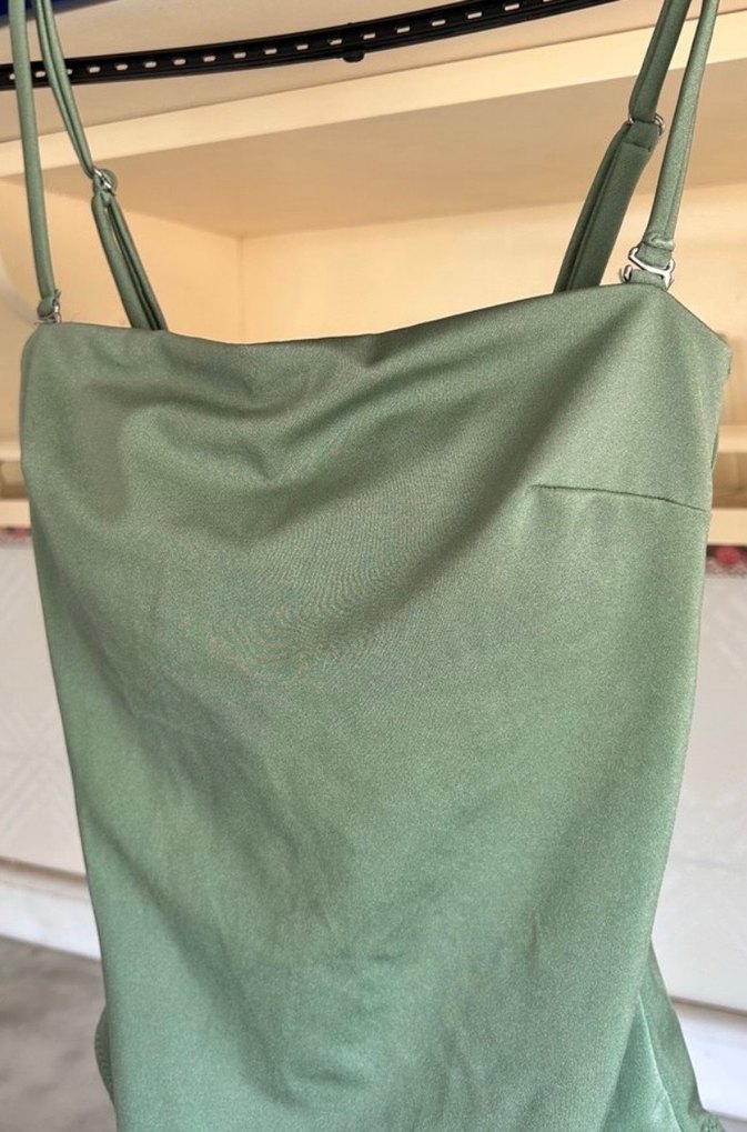 Yeşil Drapeli Midi Kadın Mayo - Görsel 4