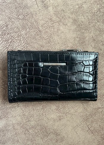 Kroko Desenli Siyah Deri Kadın Cüzdan