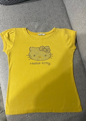Kız Çocuk Sarı Payetli Hello Kitty Tişört - Görsel 2