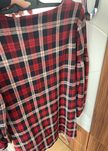 Kırmızı Kareli Uzun Kollu Salaş Kadın Gömlek - Görsel 3