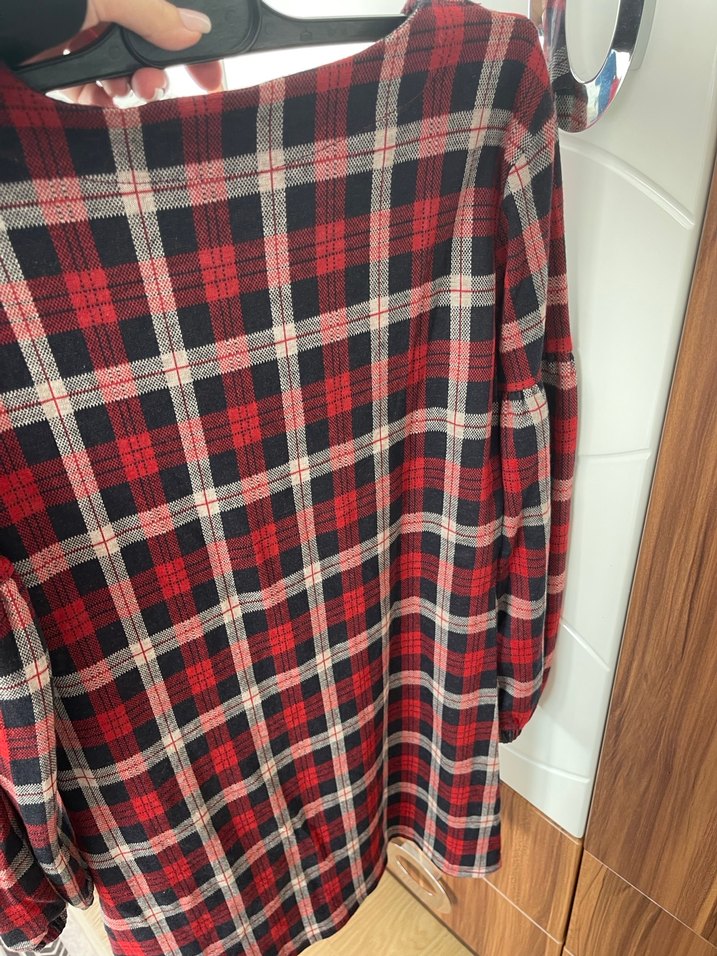 Kırmızı Kareli Uzun Kollu Salaş Kadın Gömlek - Görsel 3