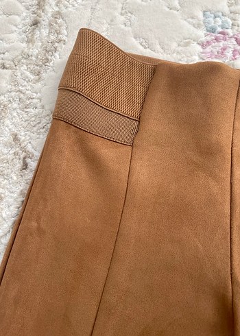 Bej Kadın Süet Kemerli Pantolon - Görsel 2