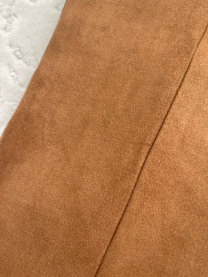 Bej Kadın Süet Kemerli Pantolon - Görsel 5