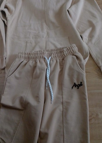 s Beden 2'li takım Bej Kapüşonlu Kadın Sweatshirt