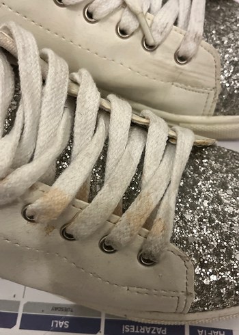 Simli Beyaz Kadın Sneaker - Görsel 3